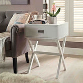 White Modern 1-Drawer X-Leg Nightstand